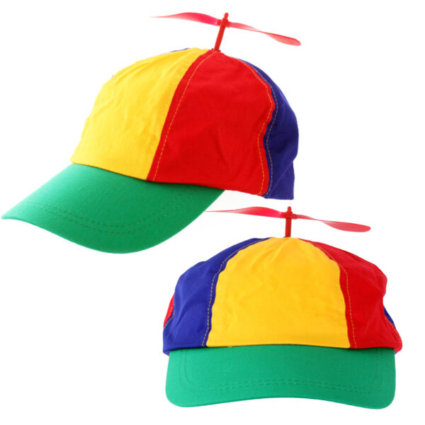 Gekleurd petje met gekleurde propellor bovenop - 2x - polyester - verstelbaar