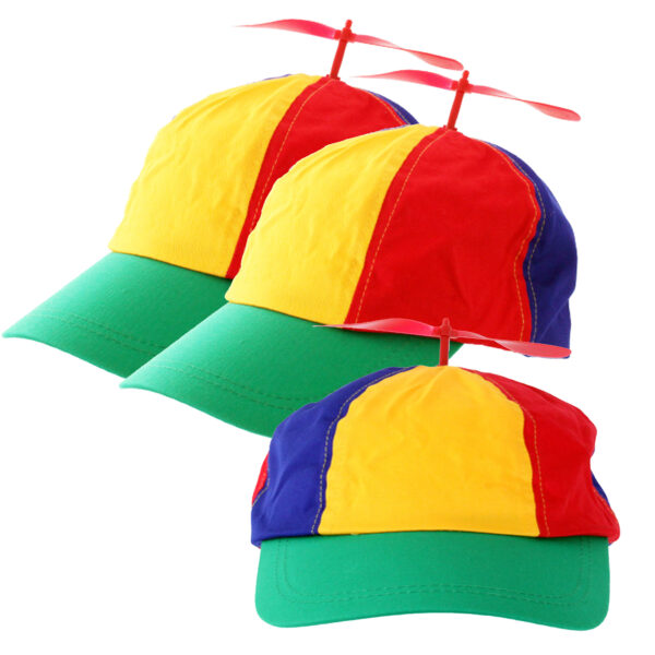 Gekleurd petje met gekleurde propellor bovenop - 8x - polyester - verstelbaar
