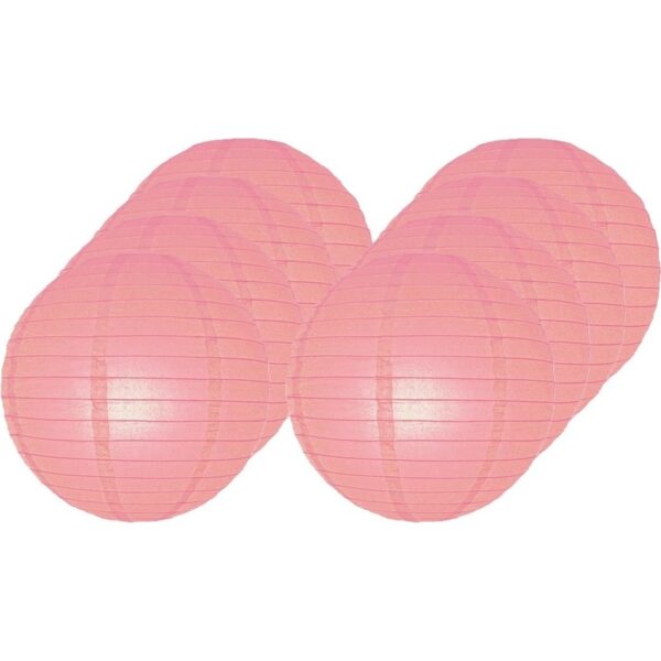 8x Roze bol lampionnen 25 cm