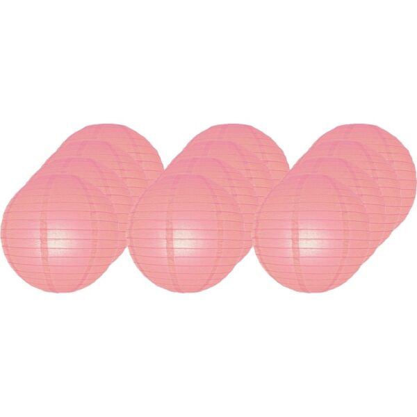 12x Luxe bol lampionnen roze 25 cm