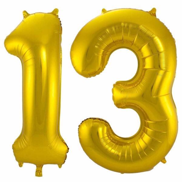 Leeftijd feestartikelen/versiering grote folie ballonnen 13 jaar goud 86 cm