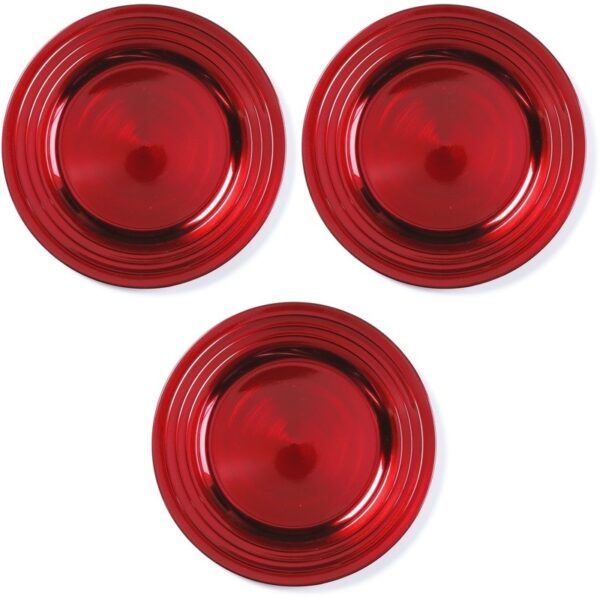 Onderbord - 3x - rood - 33 cm - kunststof - rond - Diner borden