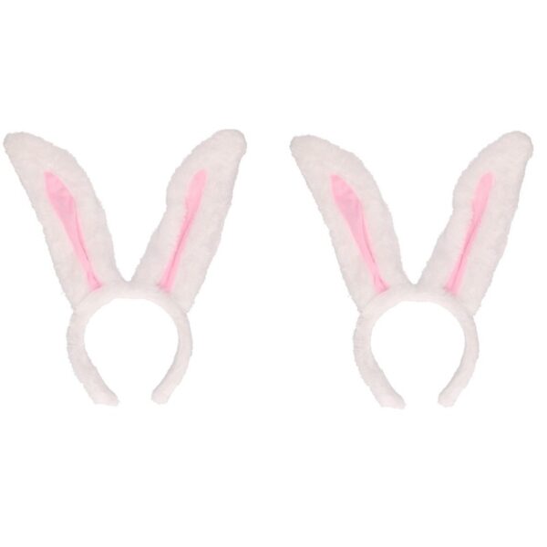 2x Witte konijnen oren diadeems -