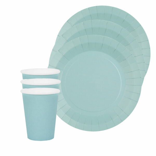 Santex 20x bordjes en bekertjes - lichtblauw -