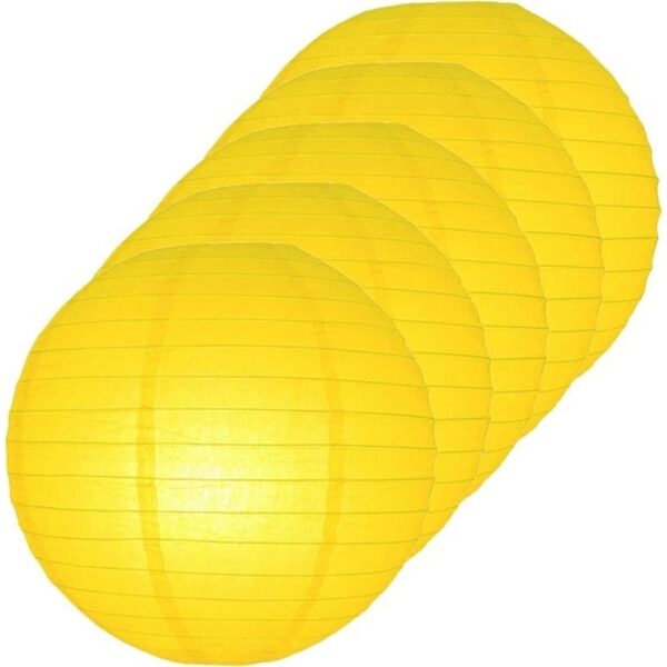 5x Gele lampionnen rond 25 cm -