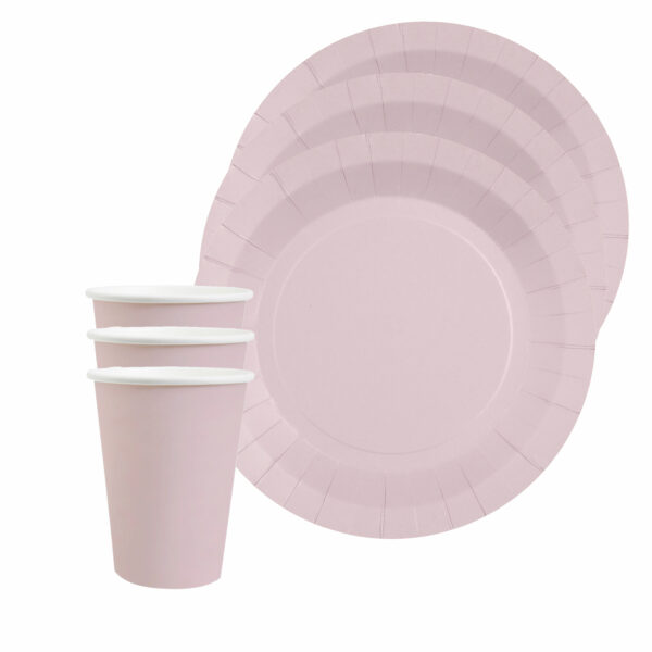 Santex 20x bordjes en bekertjes - lichtroze