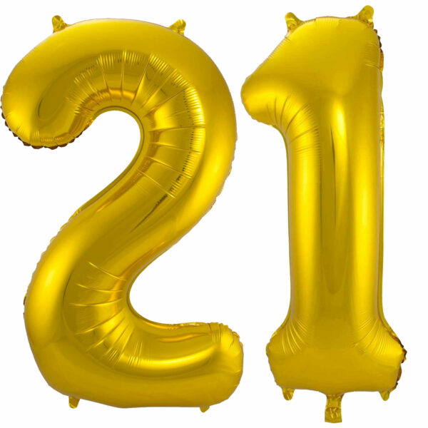Leeftijd feestartikelen/versiering grote folie ballonnen 21 jaar goud 86 cm