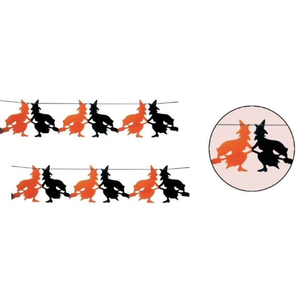 Halloween heksen thema slinger - 2x - 300 cm - Halloween versiering