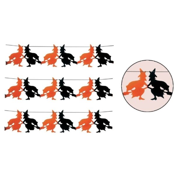 Halloween heksen thema slinger - 3x - 300 cm - Halloween versiering