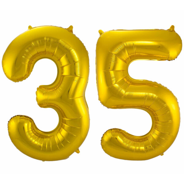 Leeftijd feestartikelen/versiering grote folie ballonnen 35 jaar goud 86 cm -