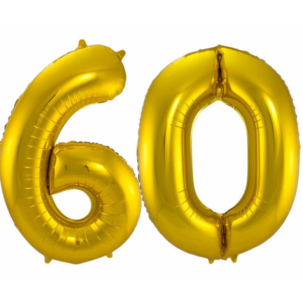 Leeftijd feestartikelen/versiering grote folie ballonnen 60 jaar goud 86 cm -