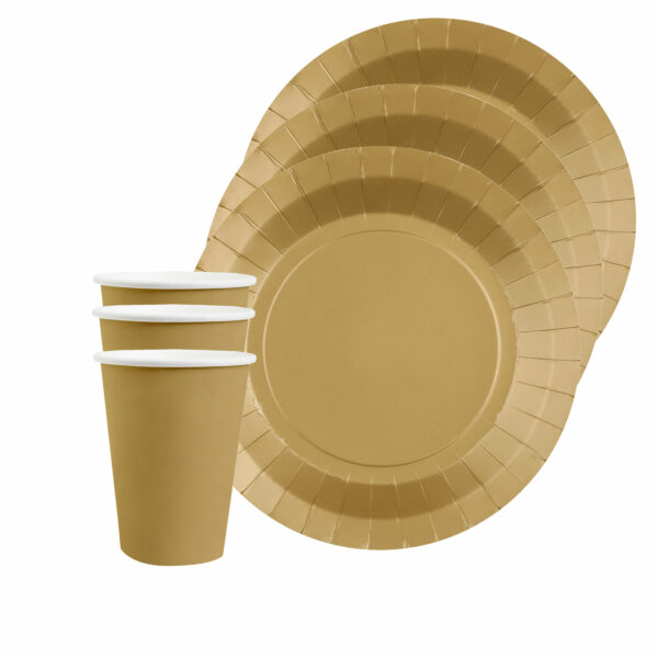 Santex 20x bordjes en bekertjes - goud