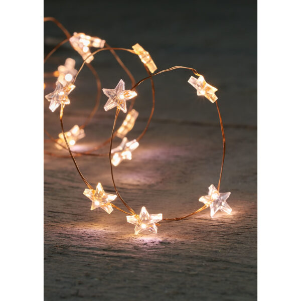 Draadverlichting lichtsnoer - 2x - koper - met sterren led lampjes - warm wit - 100 cm - kerstverlic