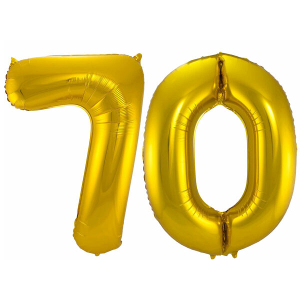 Grote folie ballonnen cijfer 70 in het goud 86 cm