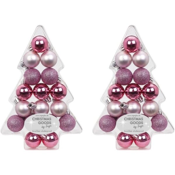 Inge Christmas roze kunststof kerstballen - 34x - 3 cm - Kerstboomversiering -