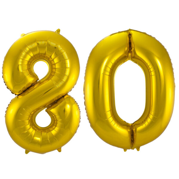 Leeftijd feestartikelen/versiering grote folie ballonnen 80 jaar goud 86 cm