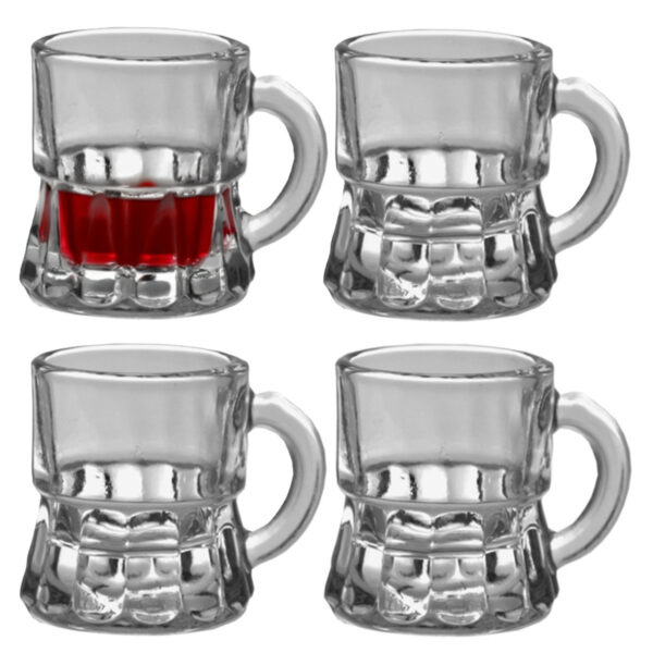 Shotglaasjes bierpul - 12x stuks - met handvat - 2cl - polycarbonaat kunststof