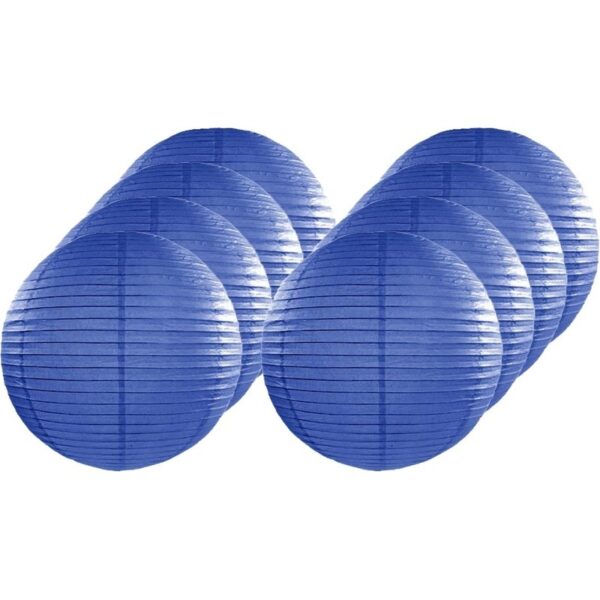 8x Donker blauwe lampionnen rond 25 cm -