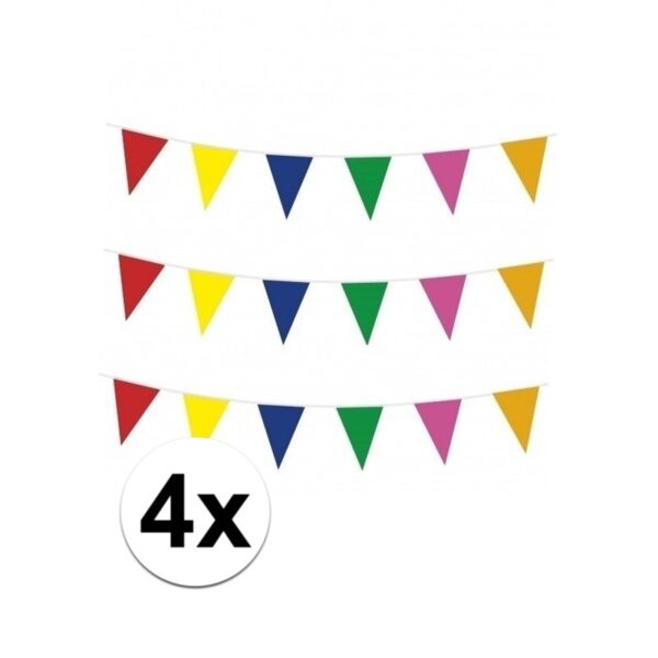 4x Vlaggenlijn gekleurd 10 meter