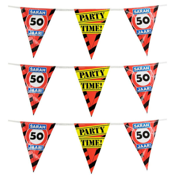 Paperdreams Sarah 50 jaar vlaggenlijn - 3x - waarschuwingsborden - 10 meter - kunststof