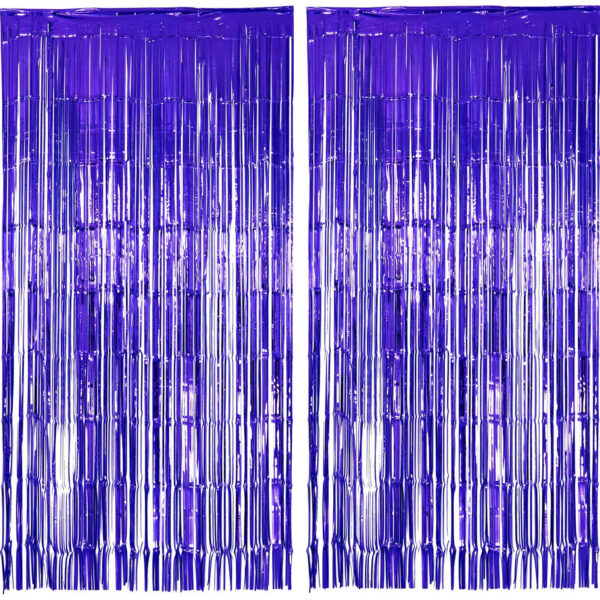 2x Blauwe versiering deurgordijn