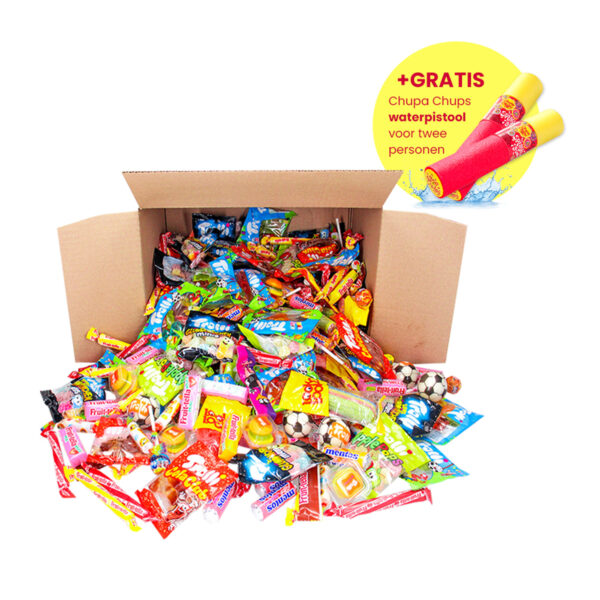 Zomerfestival snoepbox XL met 2 waterpistolen - mega snoepmix - VOORDE