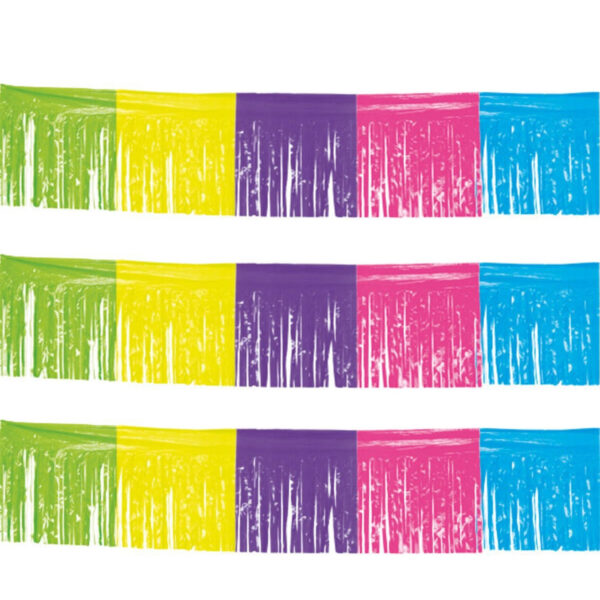 Franje slinger - 3x - gekleurd - 10 meter - plastic - feestslingers -
