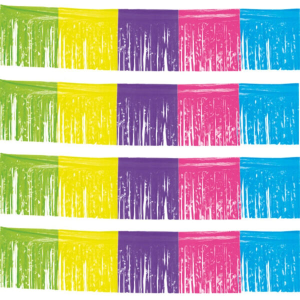 Franje slinger - 4x - gekleurd - 10 meter - plastic - feestslingers