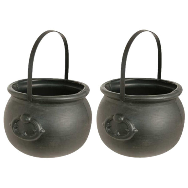 2x Zwarte heksenketel 15 x 20 cm -