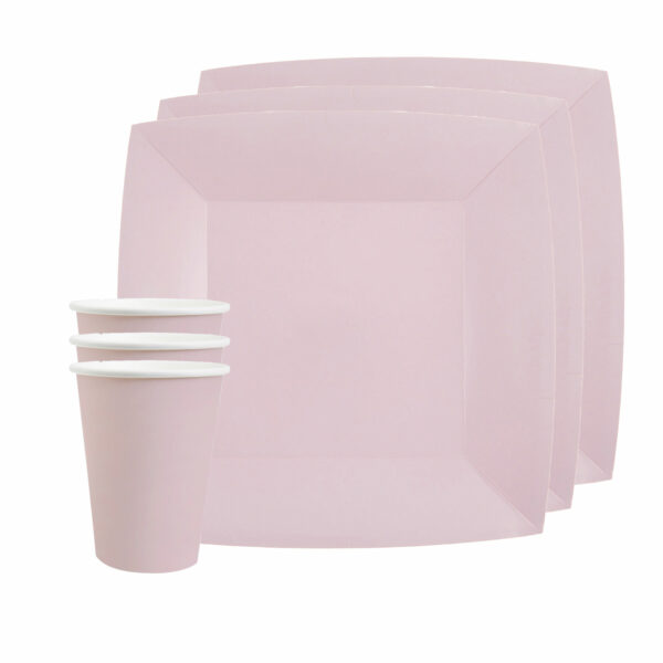 Santex 10x wegwerp bordjes en bekertjes - lichtroze