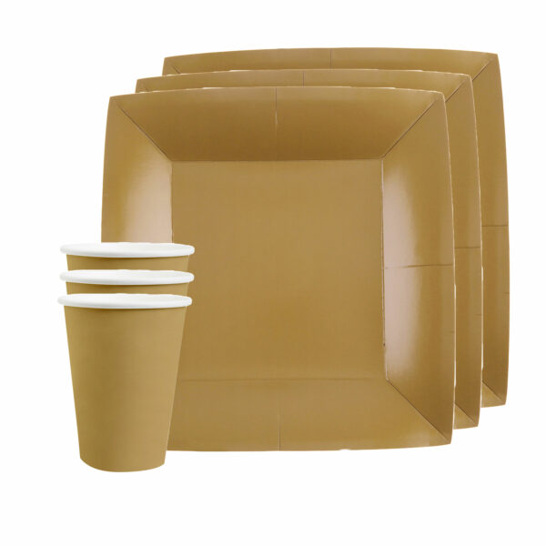 Santex 20x wegwerp bordjes en bekertjes - goud