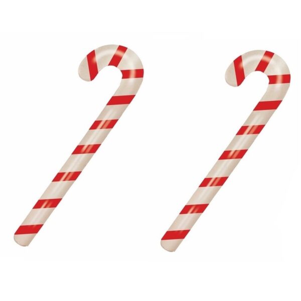 Kerst decoratie - 2x - opblaasbare snoepstok - zuurstok - 90 cm - pvc