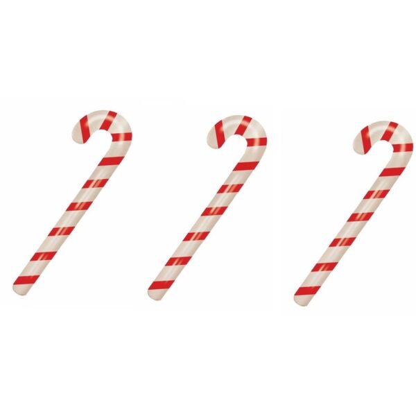 Kerst decoratie - 3x - opblaasbare snoepstok - zuurstok - 90 cm - pvc