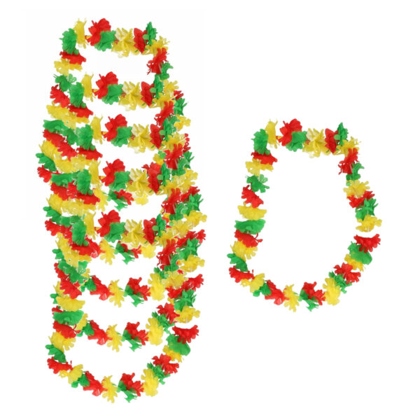 Rood/geel/groen Hawaii kransen 12 st