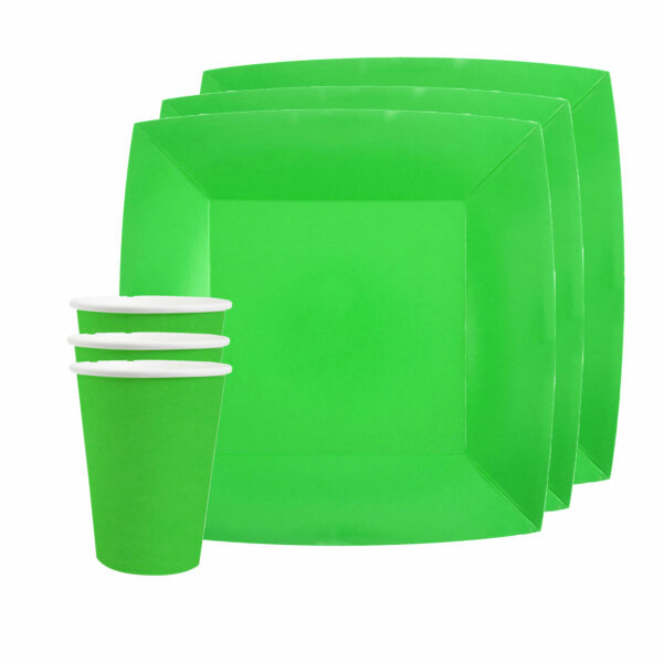 Santex 20x wegwerp bordjes en bekertjes - fel groen