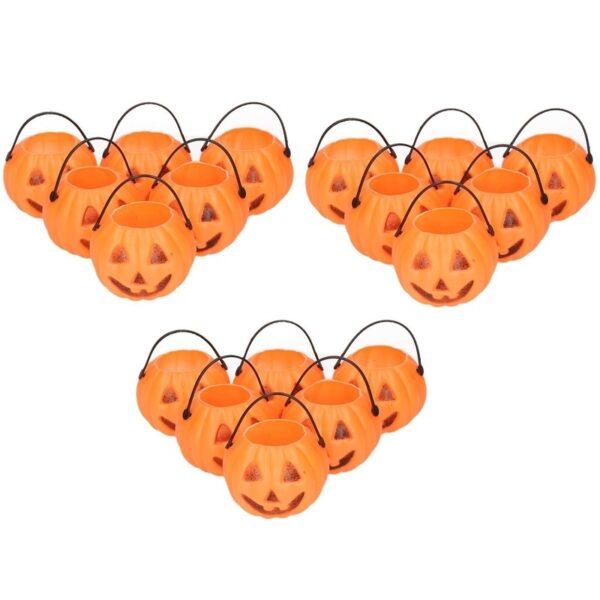 Halloween mini pompoen emmers - 18x - 5 cm - decoratie/versiering/accessoires - Traktatie emmertjes
