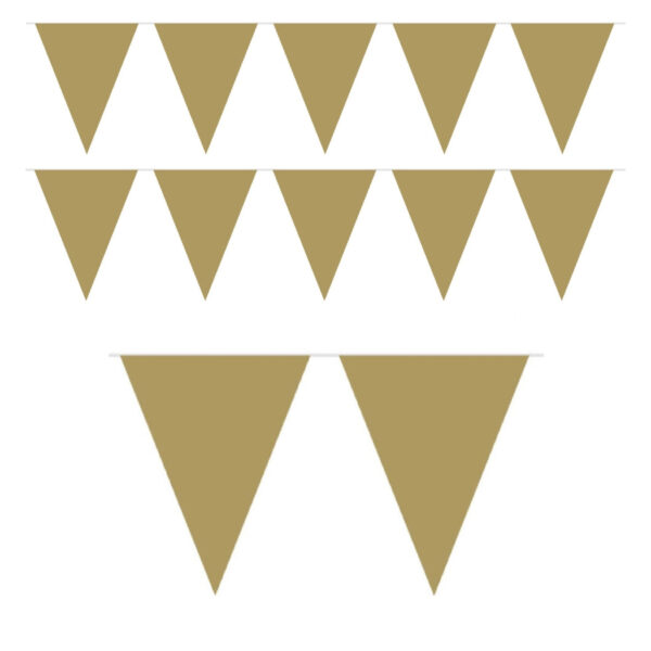 2x Mini vlaggenlijn versiering goud 300 cm