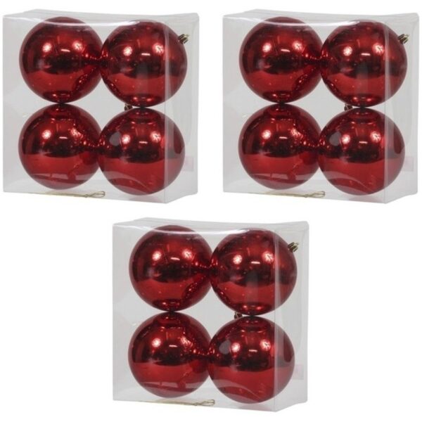 12x Kunststof kerstballen glanzend rood 12 cm kerstboom versiering/decoratie