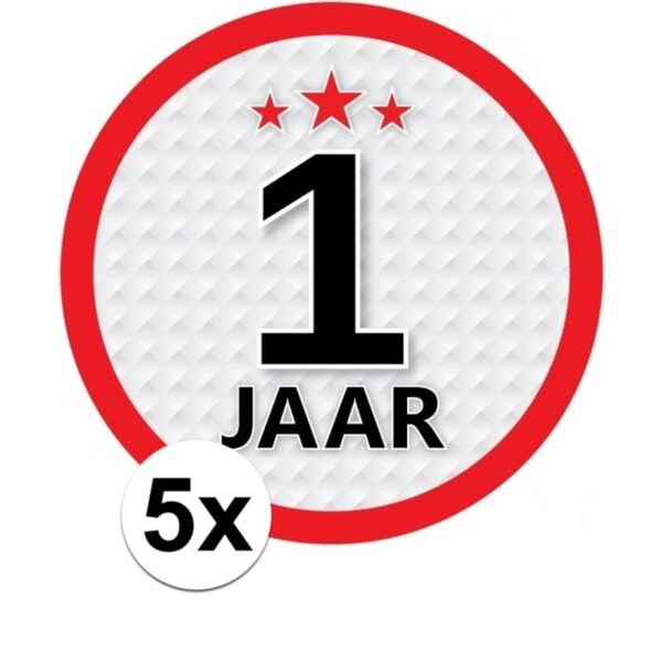 1 jaar luxe versiering sticker rond 5 stuks
