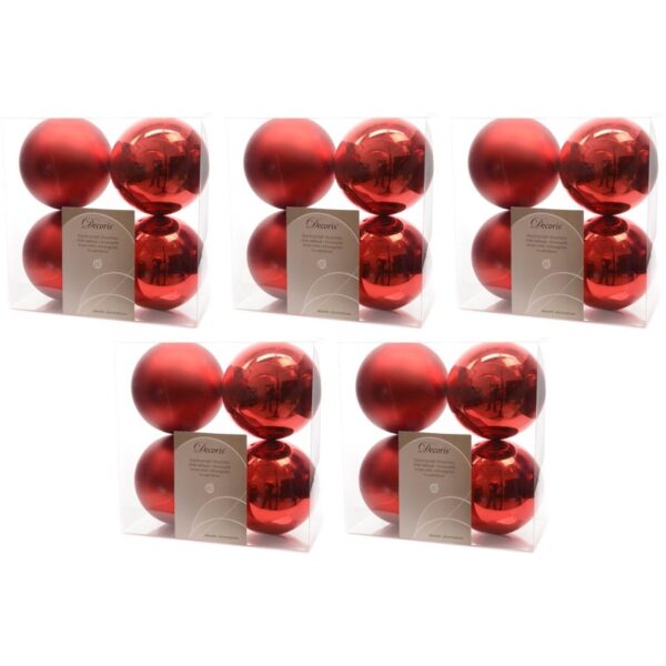 Decoris Kerstballen - 20x st - rood - D10 cm - kunststof