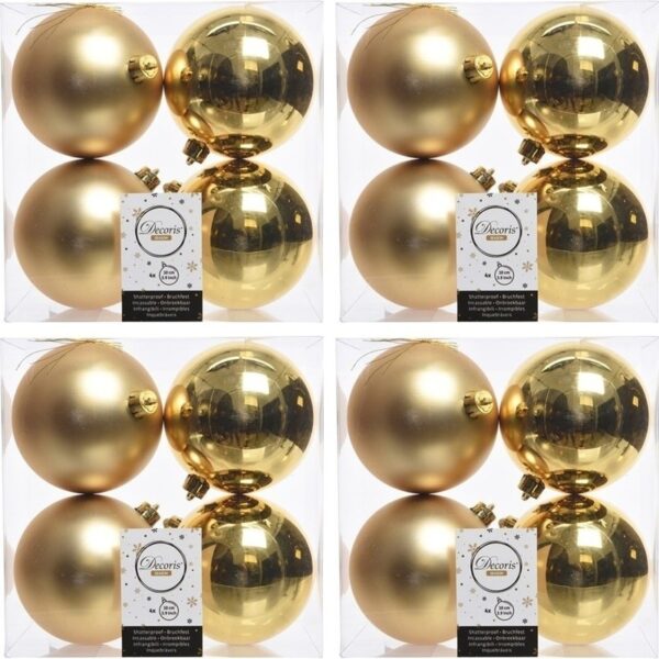 Decoris Kerstballen - 16x st - goud - D10 cm - kunststof - kerstversiering
