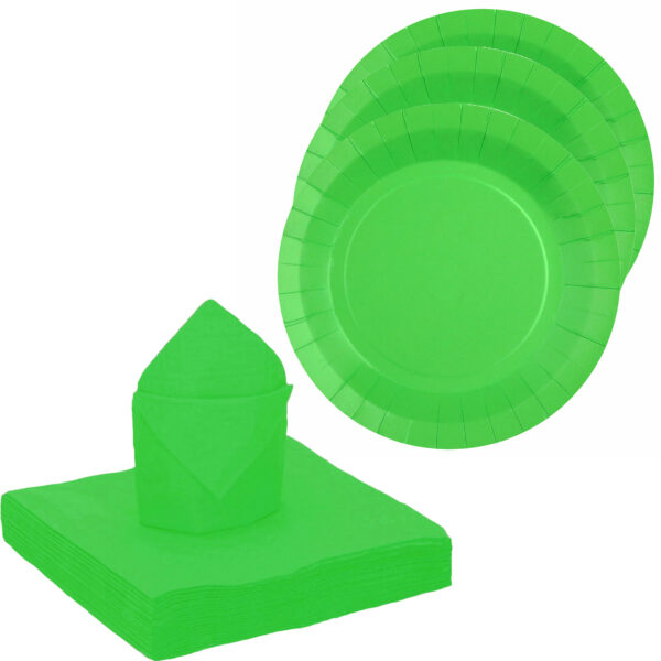 Santex 20x taart/gebak bordjes/25x servetten - felgroen -