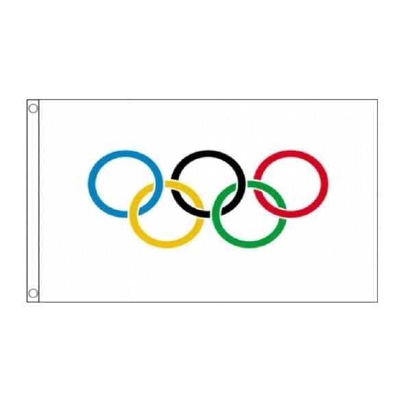 Olympische spelen vlag - 2x - 90 x 150 cm - polyester - binnen/buiten