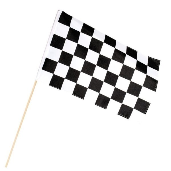 Finish zwaaivlag - 2x - wit/zwart geblokt - 30 x 45 cm - polyester - vlag formule 1 - race - finishv