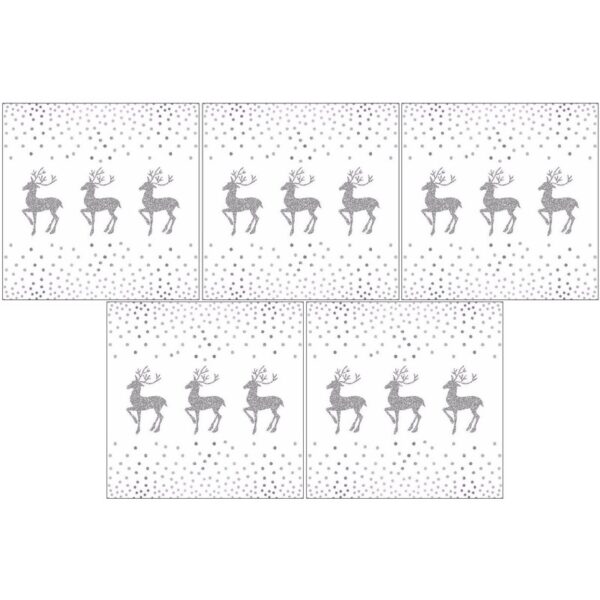 100x Rendier servetten wit/zilver -