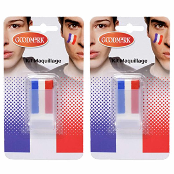 2x Schminkstift rood wit blauw