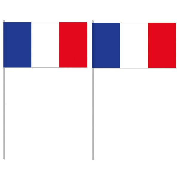 Frankrijk zwaaivlaggetjes - 100x - 12 x 24 cm - papieren vlag - met stokje 40 cm