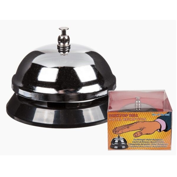 Hotel Receptiebel/baliebel - 1x - rond - dia 8 cm - Metalen bellen - Hand bel - zilver