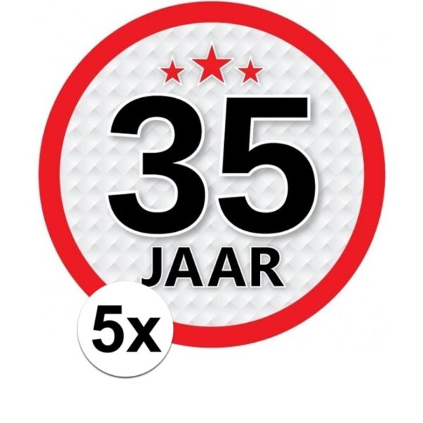 35 jaar luxe versiering sticker rond 5 stuks