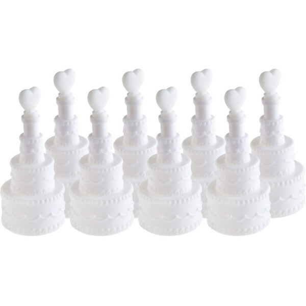 Bruiloft bellenblaas - taart met hartje - 4x stuks - 7,5 cm - Bellenblazen - Trouwerij/huwelijk
